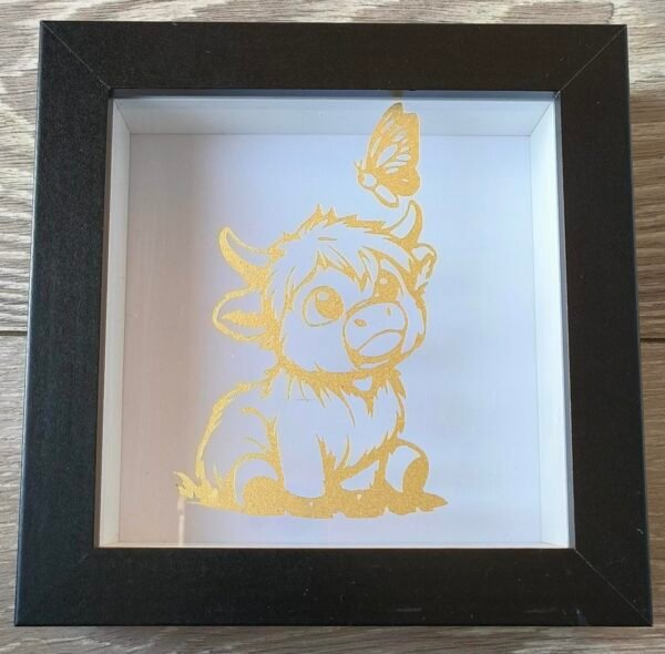 Baby Highland Cow 6x6 Black Shadow Frame