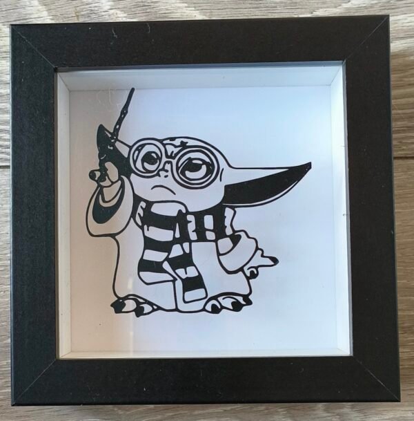 Grogu (Baby Yoda) As Harry Potter 6x6 Black Shadow Box