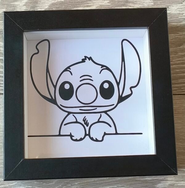 Silver Baby Highland Cow 6x6 Black Shadow Box - Image 2