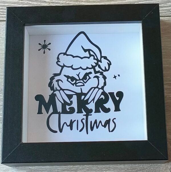 The Grinch 'Merry Christmas' Black 6x6 Shadow box