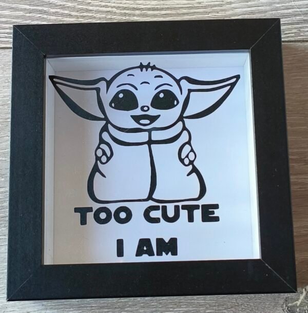 Grogu (Baby Yoda) Too Cute I Am 6x6 Black Shadow Box
