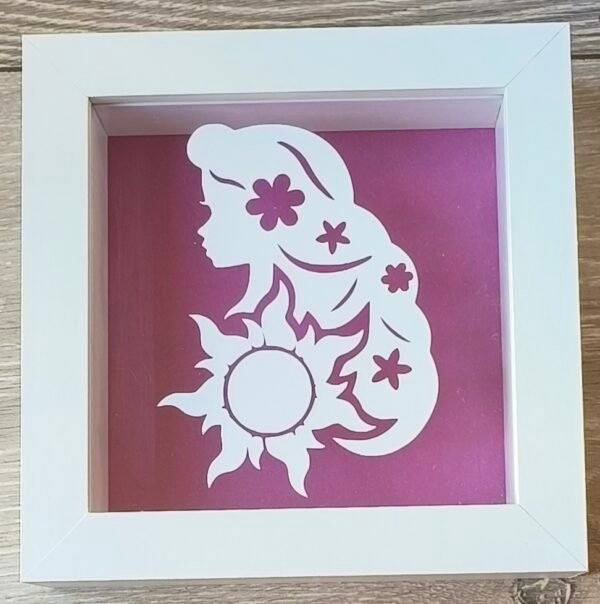 Rapunzel from Tangled 6x6 inch White Shadow Box